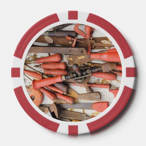 Tools Antique Rustic Red Man Tool Poker Chips
