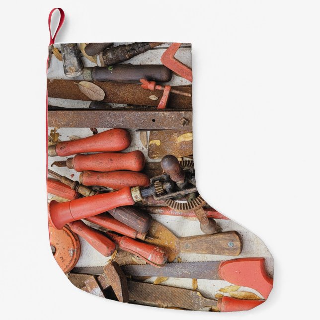 Tools Antique Rustic Red Man Tool Small Christmas Stocking (Front)