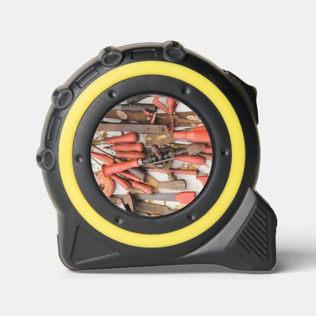 Tools Antique Rustic Red Man Tool Tape Measure (Front)