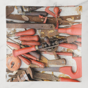 Tools Antique Rustic Red Man Tool Trinket Tray