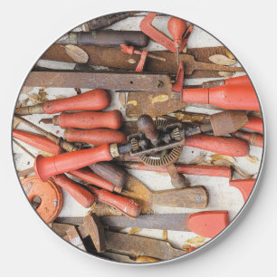 Tools Antique Rustic Red Man Tool Wireless Charger