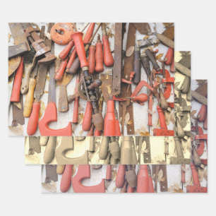 Tools Antique Rustic Red Man Tool Wrapping Paper Sheets