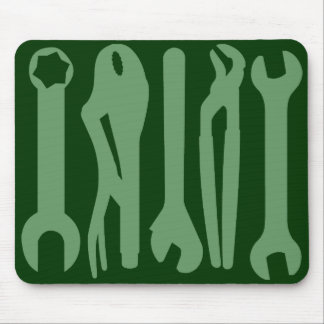 Tools - Army Green on Dark Green Mouse Pad