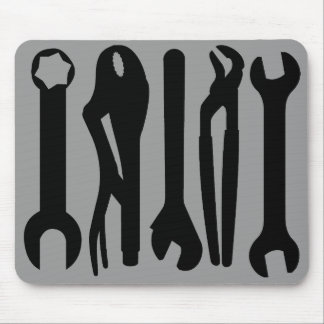 Tools - Black on Gray Mouse Pad