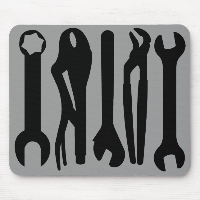 Tools - Black on Gray Mouse Pad (Front)