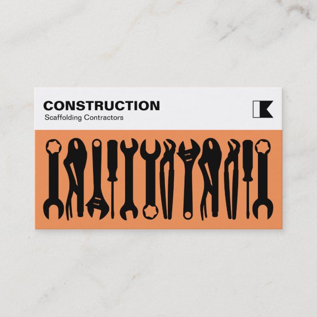 Tools - Black on Orange f79256 Business Card (Front)