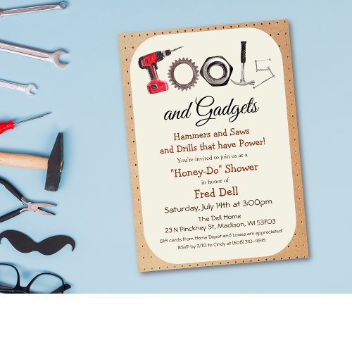 Tools  Gadgets Honey Do Shower Invitation