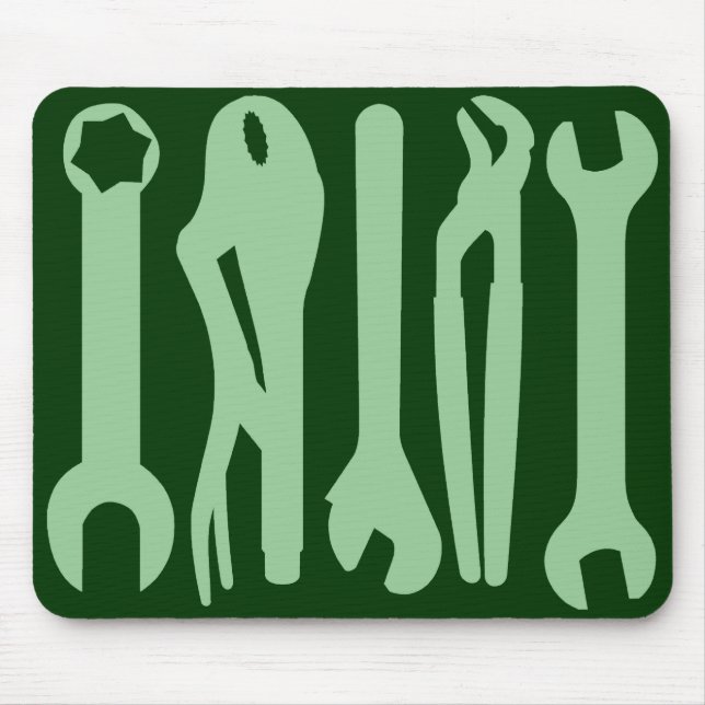 Tools - Light Green on Dark Green Mouse Pad (Front)