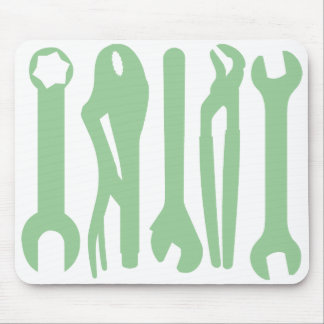 Tools - Light Green on White Mouse Pad