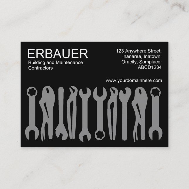 Tools of the Trade (Chubby) - Gray on Black Business Card (Front)