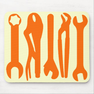Tools - Orange on Cream Mouse Pad