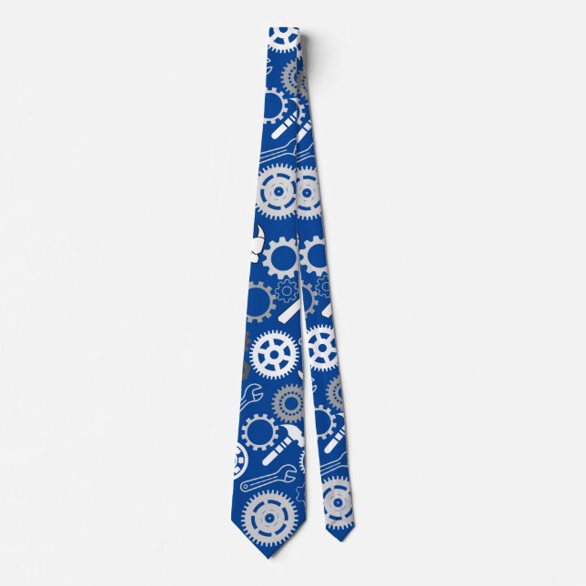 Tools Pattern 01.b Blue BG Neck Tie (Front)