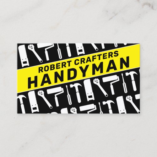 Tools pattern black yellow  business card