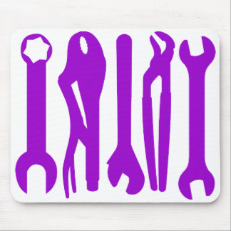 Tools - Purple on White Mouse Pad