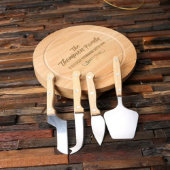 Tools Set with Engraved Round Wooden Cutting Board (Front)