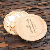 Tools Set with Engraved Round Wooden Cutting Board (Front)