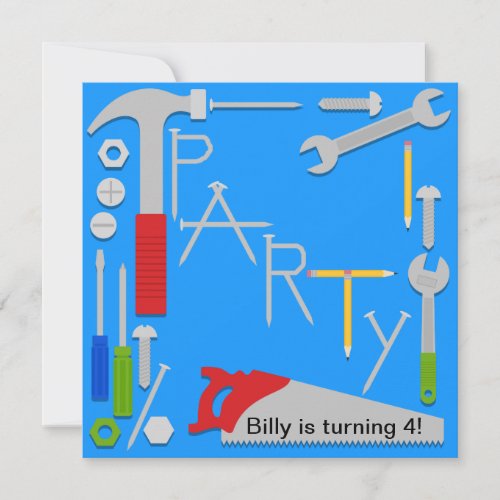 Tools Workshop Birthday Party Invitation