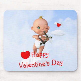 Toon Baby Cupid Flying with a Bow and Arrow Mouse Pad