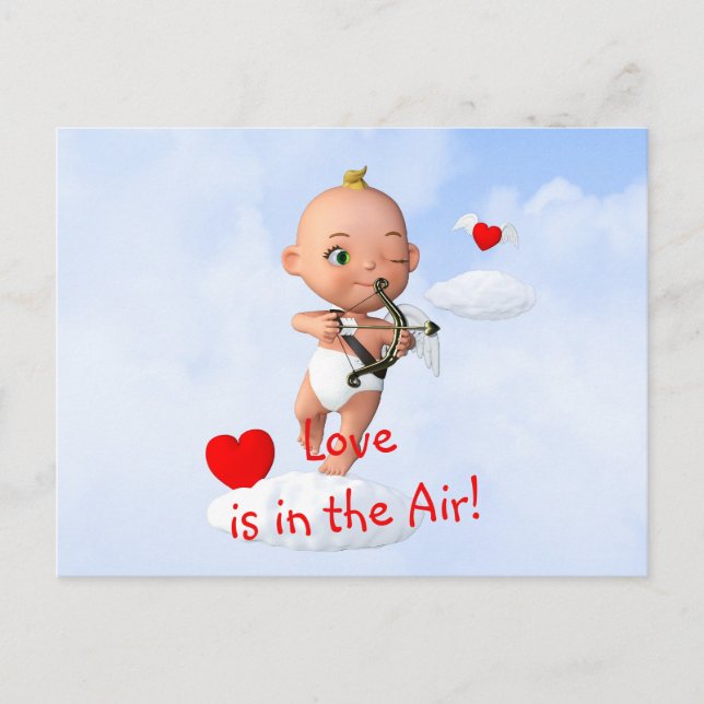 Toon Baby Cupid Flying with a Bow and Arrow Postcard (Front)