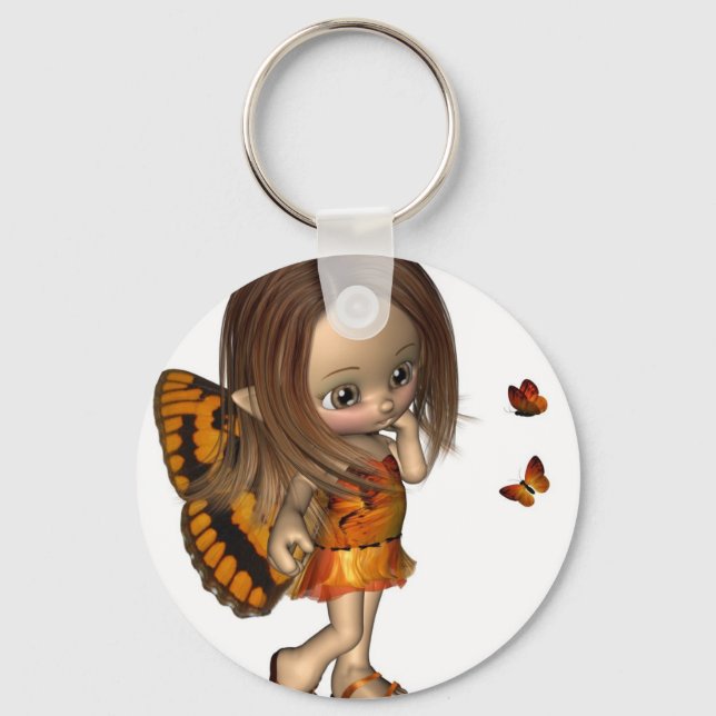 Toon Butterfly Fairy - Orange Keychain (Front)
