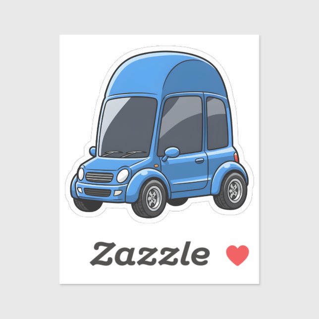 Toon Car with Arched Roof Lines Sticker (Sheet)