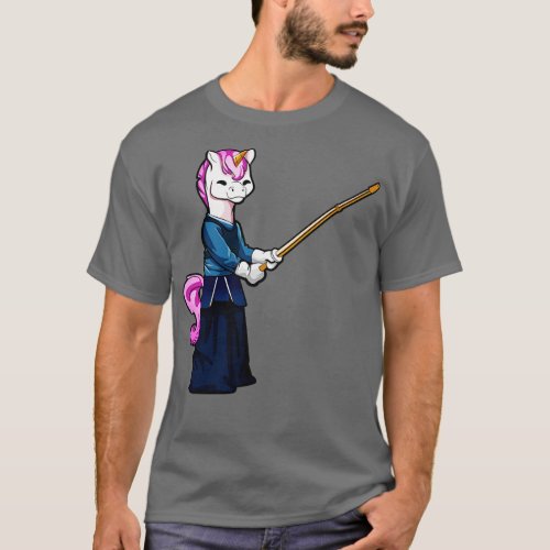 toon unicorn doing Kendo T_Shirt