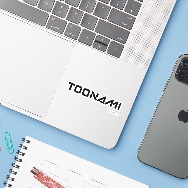 Toonami Digital Font Logo Sticker (Laptop w/ iPhone)