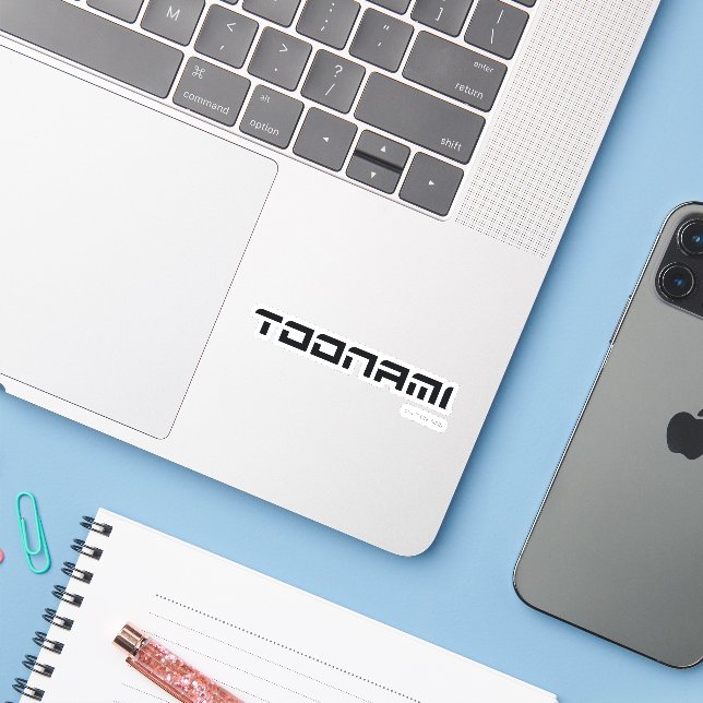 Toonami Futuristic Font Logo Sticker (Laptop w/ iPhone)
