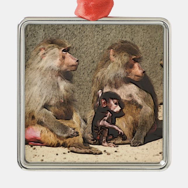 toony baboons metal ornament (Front)