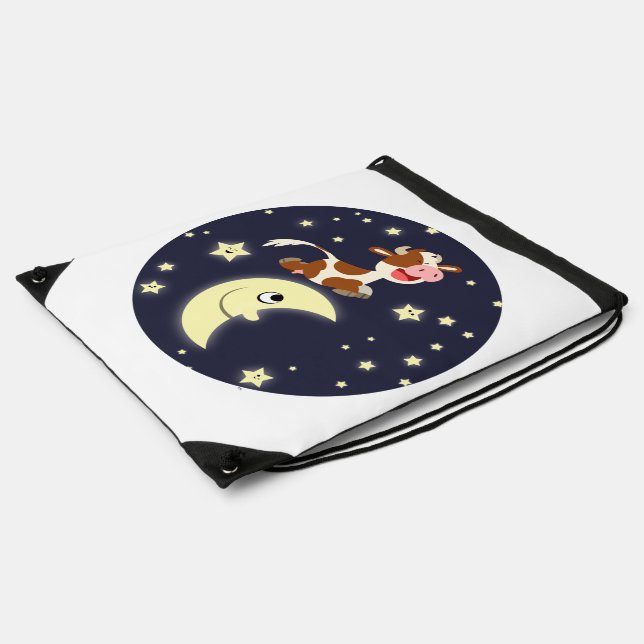 Toony Cow Jumped Over The Moon Drawstring Backpack (Side)