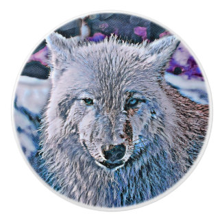 Toony Wolf blue Ceramic Knob
