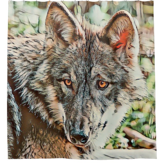 toony wolf shower curtain (Front)
