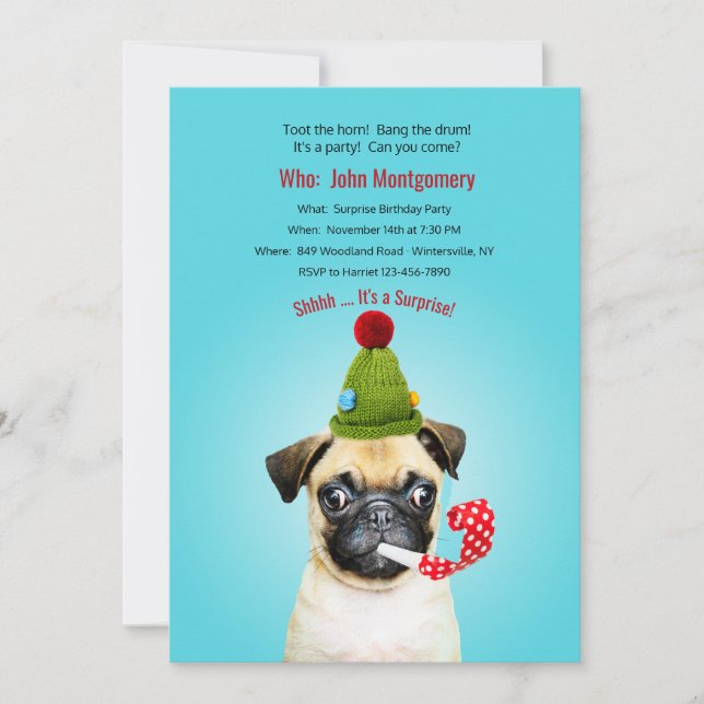 Toot the Horn Surprise Birthday Party Invitation (Front)
