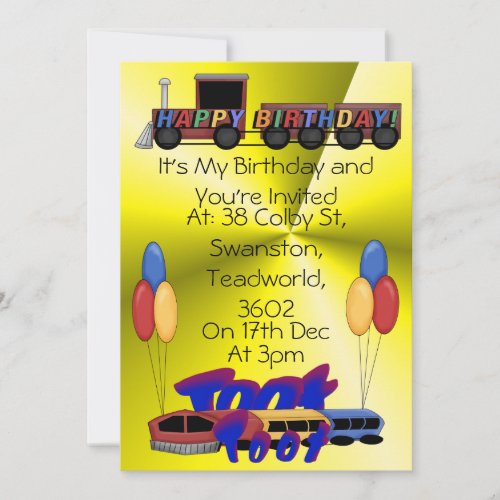 Toot Toot Birthday Invitation