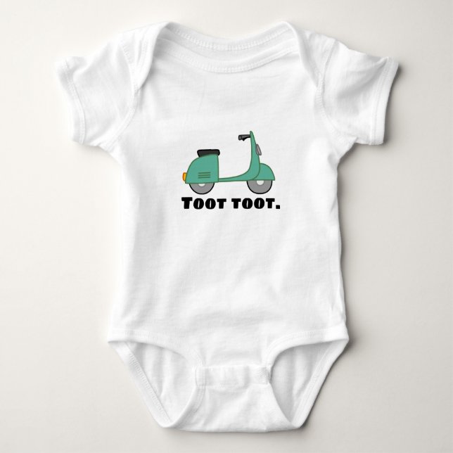 "toot toot" scooter horn cute baby bodysuit (Front)