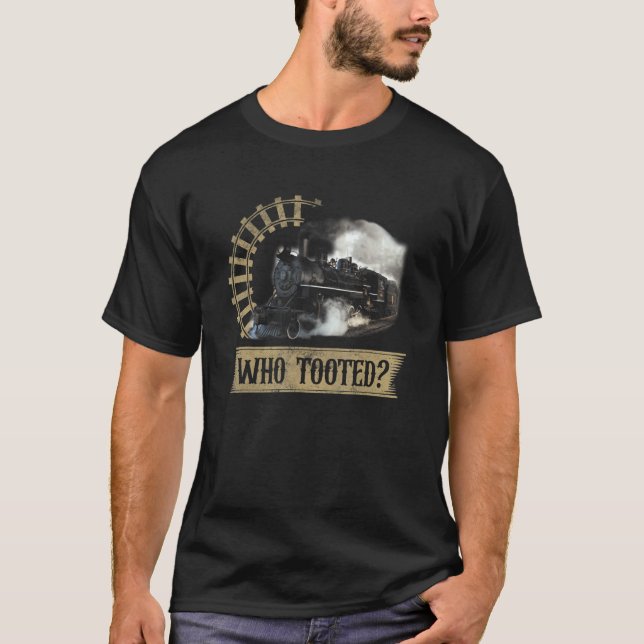 Tooted Train  & Railroad Vintage Retro Locomotive T-Shirt (Front)