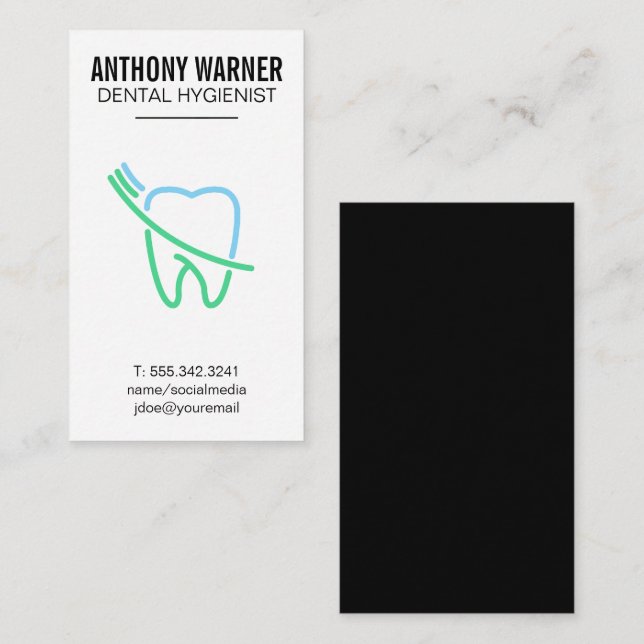 Tooth and Brush Logo Business Card (Front/Back)