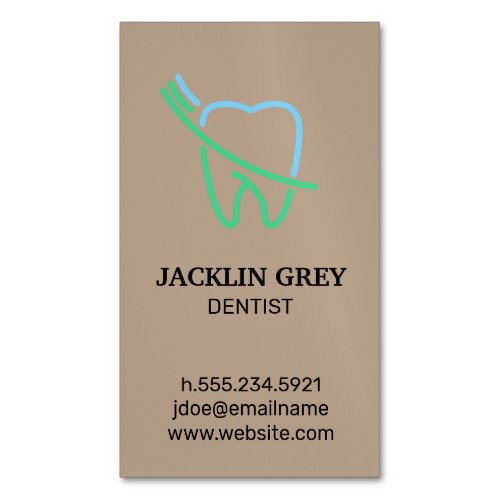 Tooth and Brush Logo Business Card Magnet