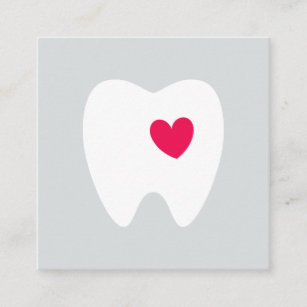 Tooth and heart dental dentist orthodontist square business card