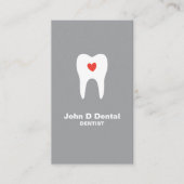 Tooth and heart gray dental dentist business card (Front)