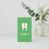 Tooth and heart green dental dentist business card (Standing Front)