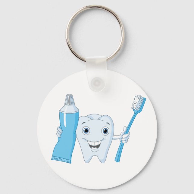 Tooth And Toothbrush Keychain (Front)