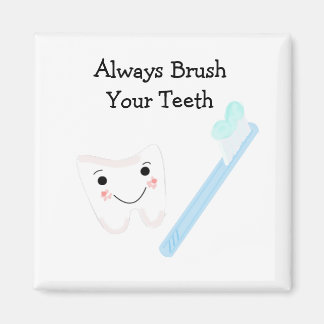 Tooth and Toothbrush with Dental Saying Magnet