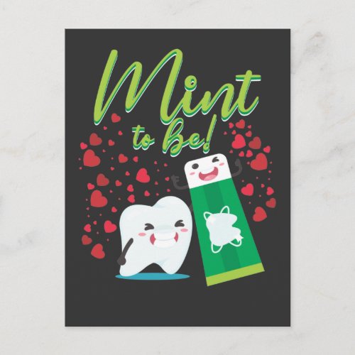 Tooth and Toothpaste Mint Dentistry Couple Love Postcard
