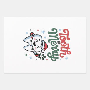 Tooth Be Merry Dental Dentist Christmas Xmas Wrapping Paper Sheets