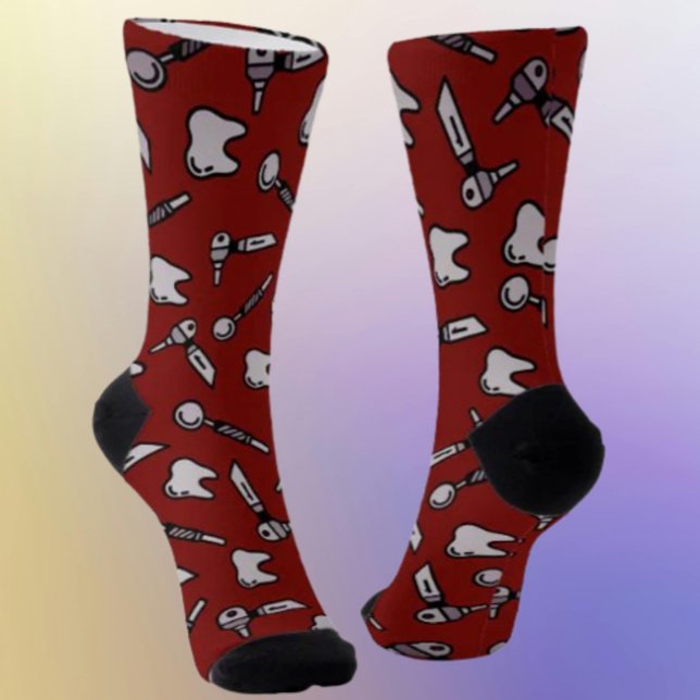 Tooth Be Told | Burgundy Dental Crew Socks (Creator Uploaded)
