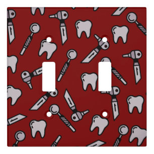 Tooth Be Told   Burgundy Dental Light Switch Cover