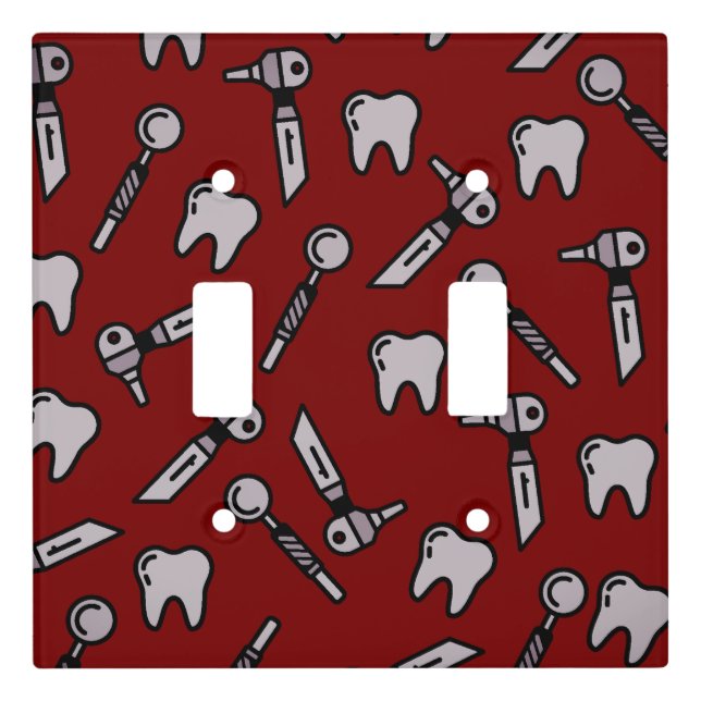 Tooth Be Told | Burgundy Dental Light Switch Cover (Front)