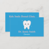 Tooth, Blue and White, Kids Dental Business Cards (Front/Back)