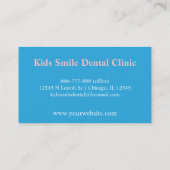 Tooth, Blue and White, Kids Dental Business Cards (Back)